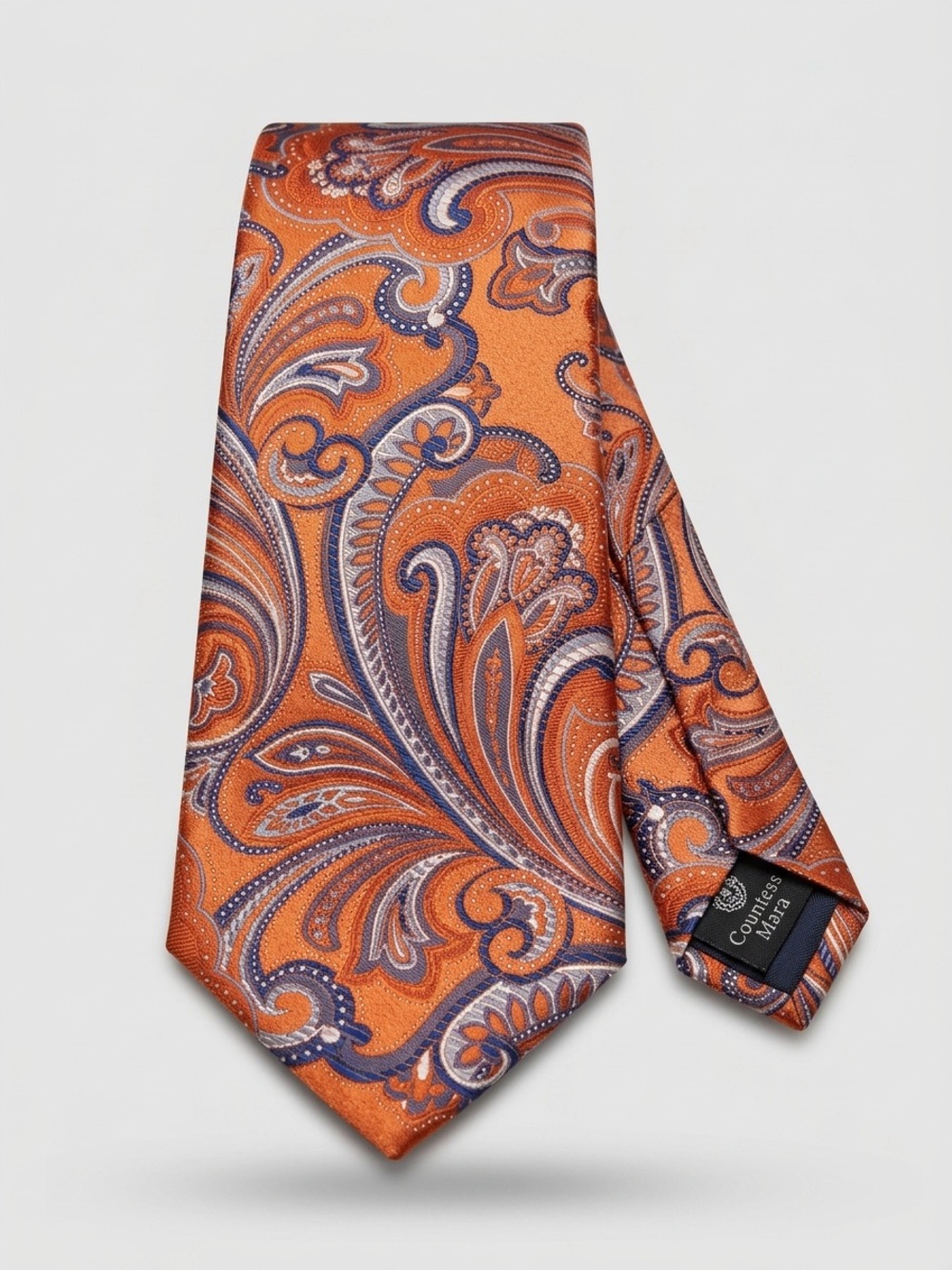 Countess Mara Men's Silk Tie Orange Paisley Pattern Excellent Condition - Picture 3 of 8